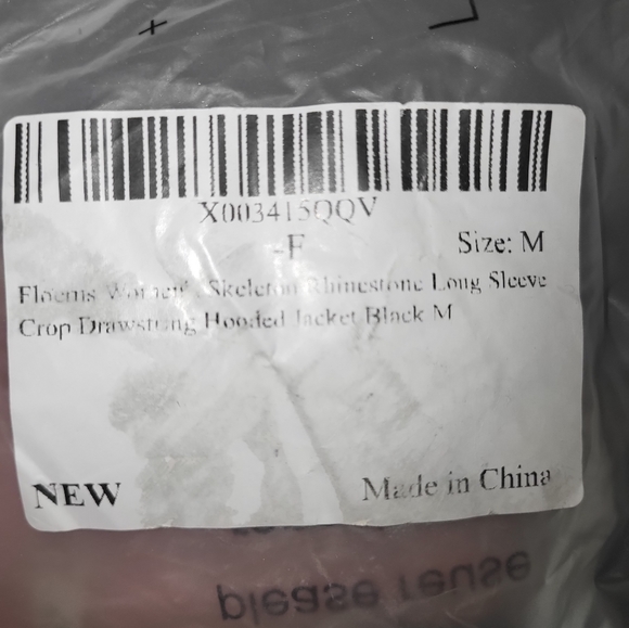 FLOEMS RHINESTONE SKELTON HEART CROP ZIPPER HOODIE NWT - Picture 2 of 6